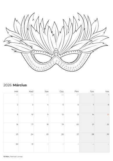 Márciusi naptár farsangi álarccal innen: Tavasz