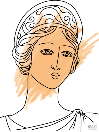 Ancient Greek diadem of goddess Artemis with with engraved designs from 