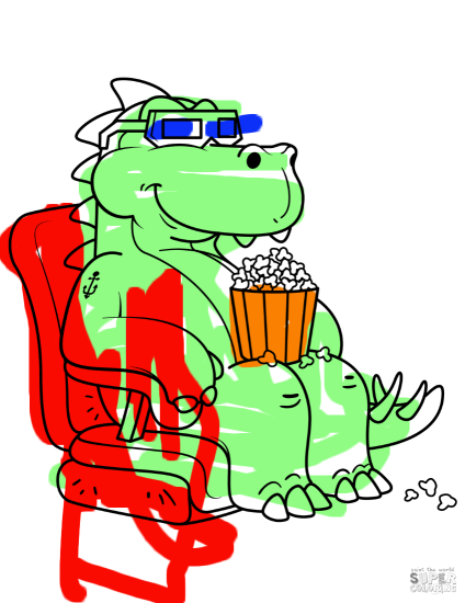 Tyrannosaurus Eating the Popcorn in the Cinema from 