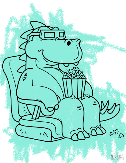 Tyrannosaurus Eating the Popcorn in the Cinema from 