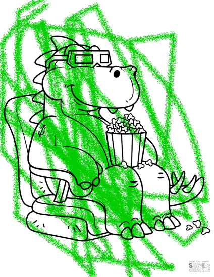 Tyrannosaurus Eating the Popcorn in the Cinema from 