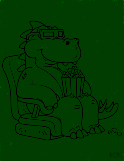 Tyrannosaurus Eating the Popcorn in the Cinema from 