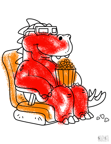 Tyrannosaurus Eating the Popcorn in the Cinema from 