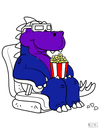 Tyrannosaurus Eating the Popcorn in the Cinema from 