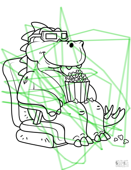 Tyrannosaurus Eating the Popcorn in the Cinema from 