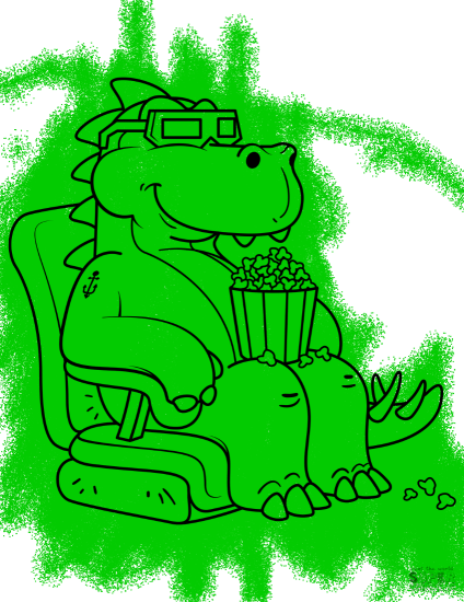 Tyrannosaurus Eating the Popcorn in the Cinema from 