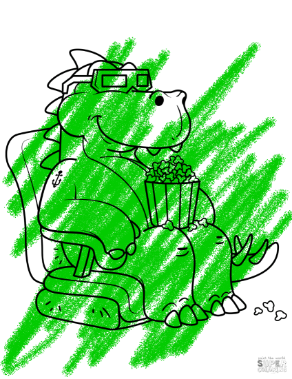 Tyrannosaurus Eating the Popcorn in the Cinema from 