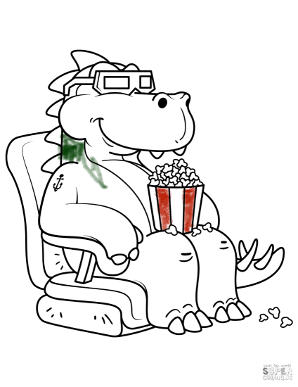 Tyrannosaurus Eating the Popcorn in the Cinema from 