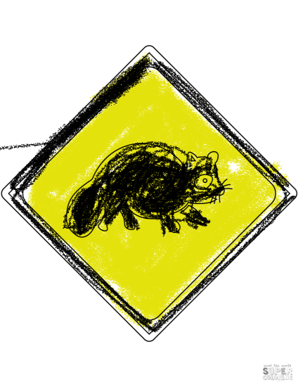 "Wild Animals Crossing (Raccoon dog)" Sign in Japan from 