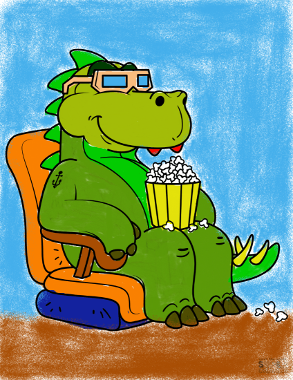 Tyrannosaurus Eating the Popcorn in the Cinema from 